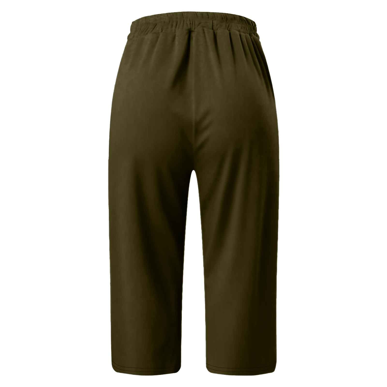 thumbnail image 5 of Pantalones capri de color liso y cintura media para niñas: pantalones informales elásticos y estilizantes, 5 of 5
